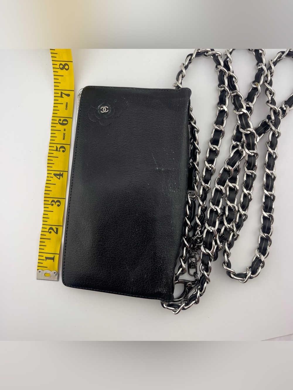 Vintage CHANEL Black Leather Wallet on Chain from 2009-2010. - Picture 15 of 16